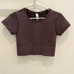 Aerie - Offline -  Ribbed Cropped Active Top in Brown